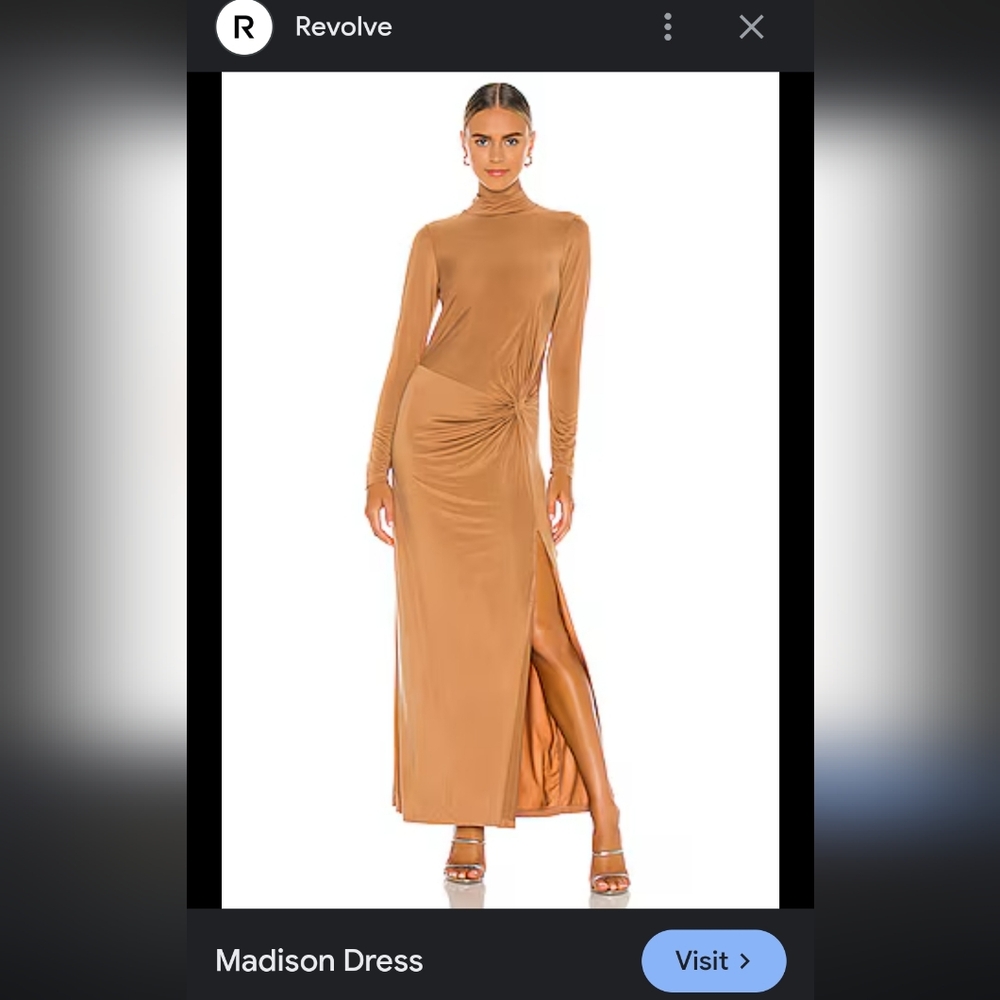 Revolve YFB Shiny Gold Madison dress- Toffee Small